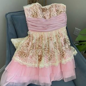 Betsey Johnson Evening Pink Sequin Party Dress size 4 RARE
